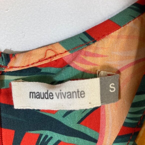 Womens Maude Vivante Tropical Floral Leaves Maxi Dress Tiered S Cotton #43 - Picture 8 of 10